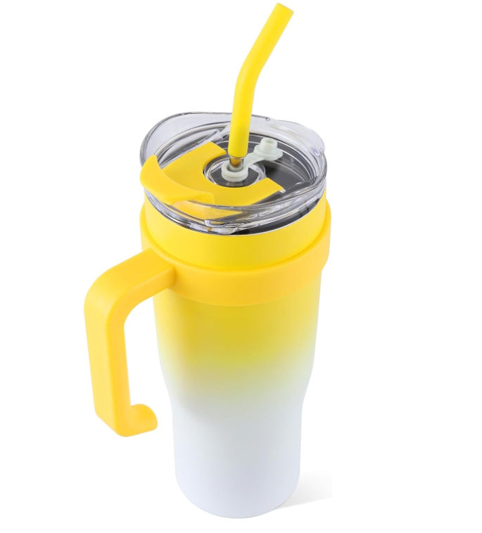 Tumbler With Handle Straw Lid Insulated Vacuum Stainless Steel Travel Keep Cold Or Hot