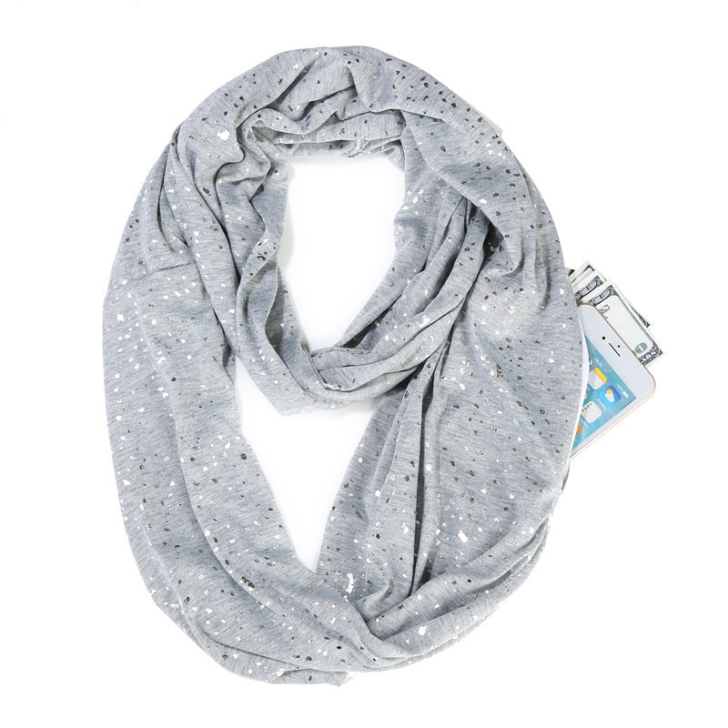 Zip Pocket Scarf For Travel With Hidden Pocket/Zipper