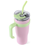 Tumbler With Handle Straw Lid Insulated Vacuum Stainless Steel Travel Keep Cold Or Hot