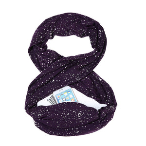 Zip Pocket Scarf For Travel With Hidden Pocket/Zipper