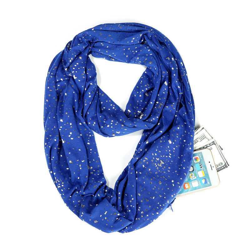 Zip Pocket Scarf For Travel With Hidden Pocket/Zipper