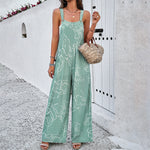 Square Neck Jumpsuit With Pockets Spring Summer Casual