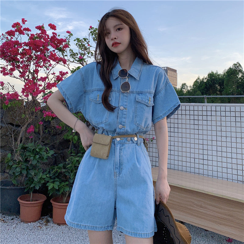 Workwear Denim Jumpsuit Women Summer Wear