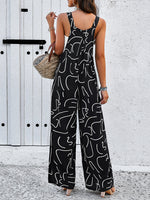 Square Neck Jumpsuit With Pockets Spring Summer Casual