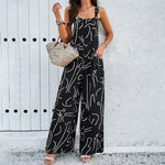 Square Neck Jumpsuit With Pockets Spring Summer Casual