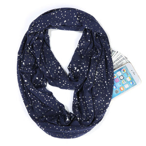 Zip Pocket Scarf For Travel With Hidden Pocket/Zipper