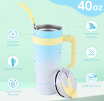 Tumbler With Handle Straw Lid Insulated Vacuum Stainless Steel Travel Keep Cold Or Hot