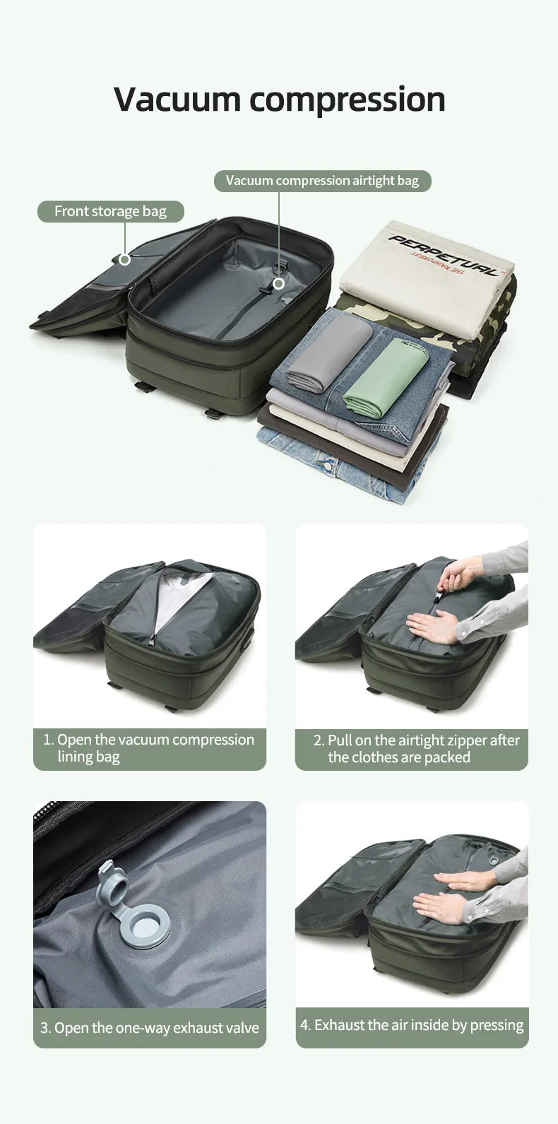 Vacuum Backpack with Sealed Compression System