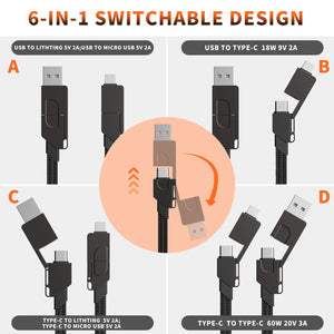 6 In 1 Multi Fast Charging Cable