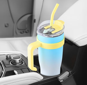 Tumbler With Handle Straw Lid Insulated Vacuum Stainless Steel Travel Keep Cold Or Hot