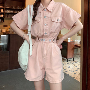 Workwear Denim Jumpsuit Women Summer Wear