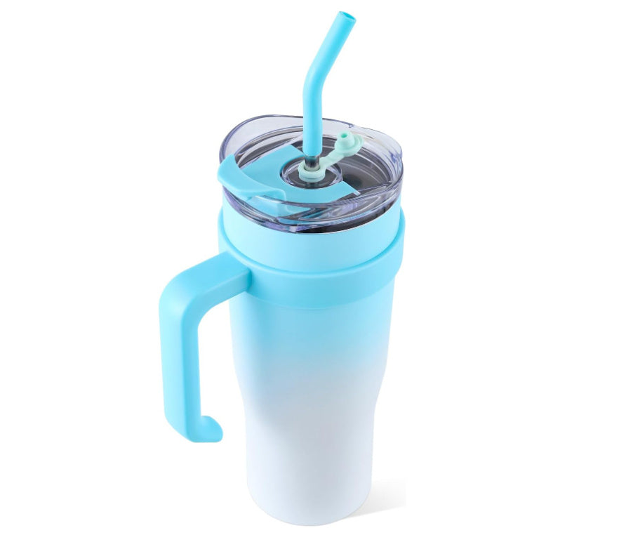 Tumbler With Handle Straw Lid Insulated Vacuum Stainless Steel Travel Keep Cold Or Hot