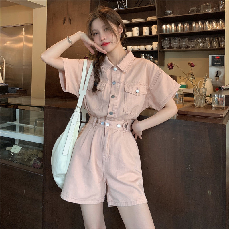 Workwear Denim Jumpsuit Women Summer Wear