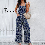 Square Neck Jumpsuit With Pockets Spring Summer Casual